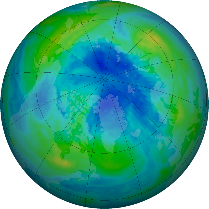 Arctic ozone map for 07 October 2002